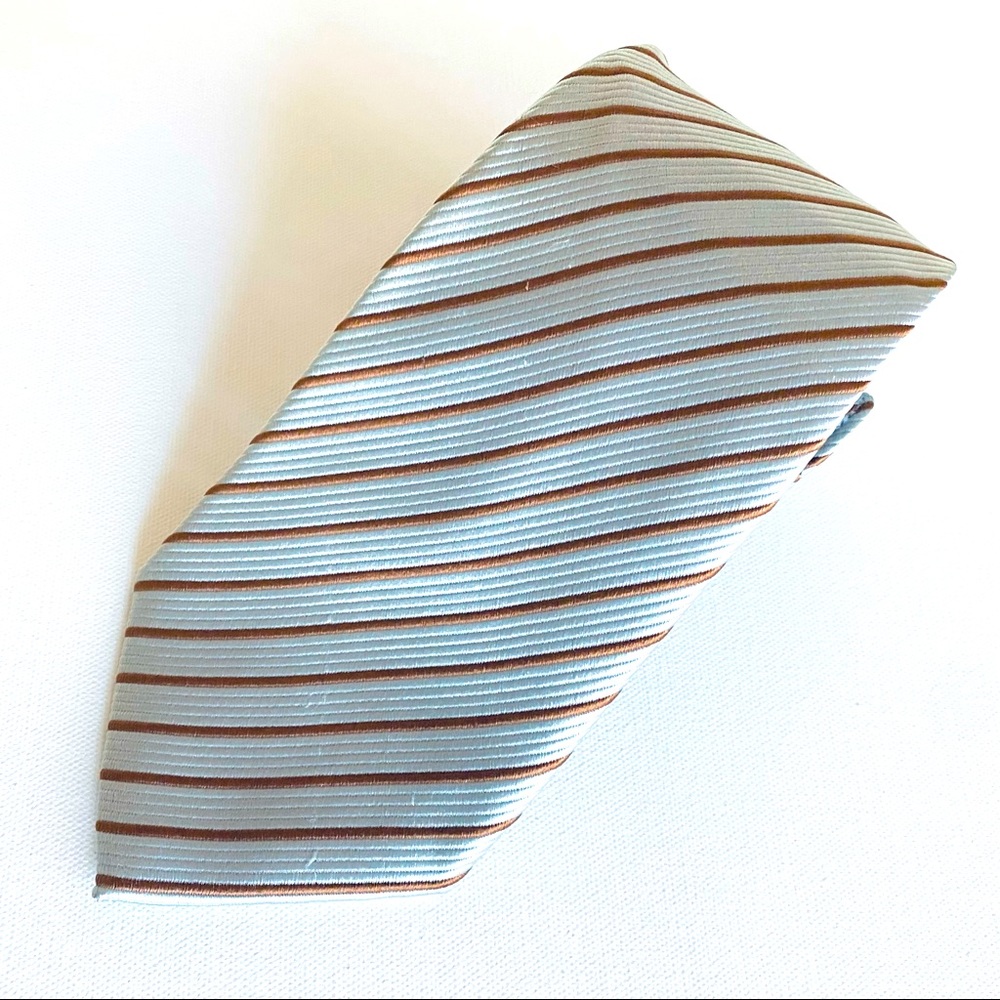 Bernini Ice Blue Textured Stripe Silk Necktie